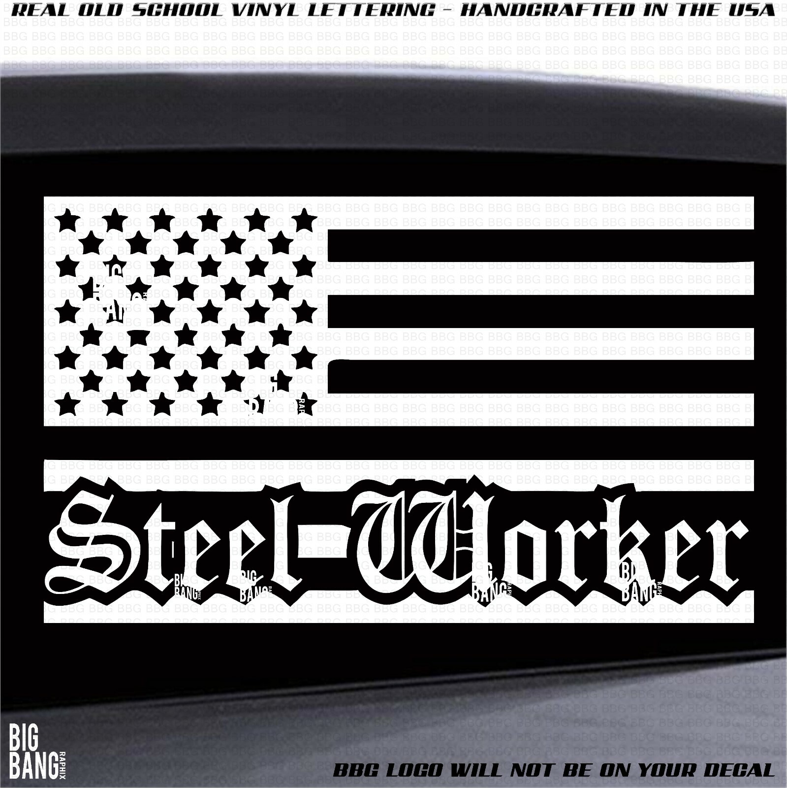 USA Flag Vinyl Decal Sticker Badass Steel Worker Trades Tradesman Patriot Proud