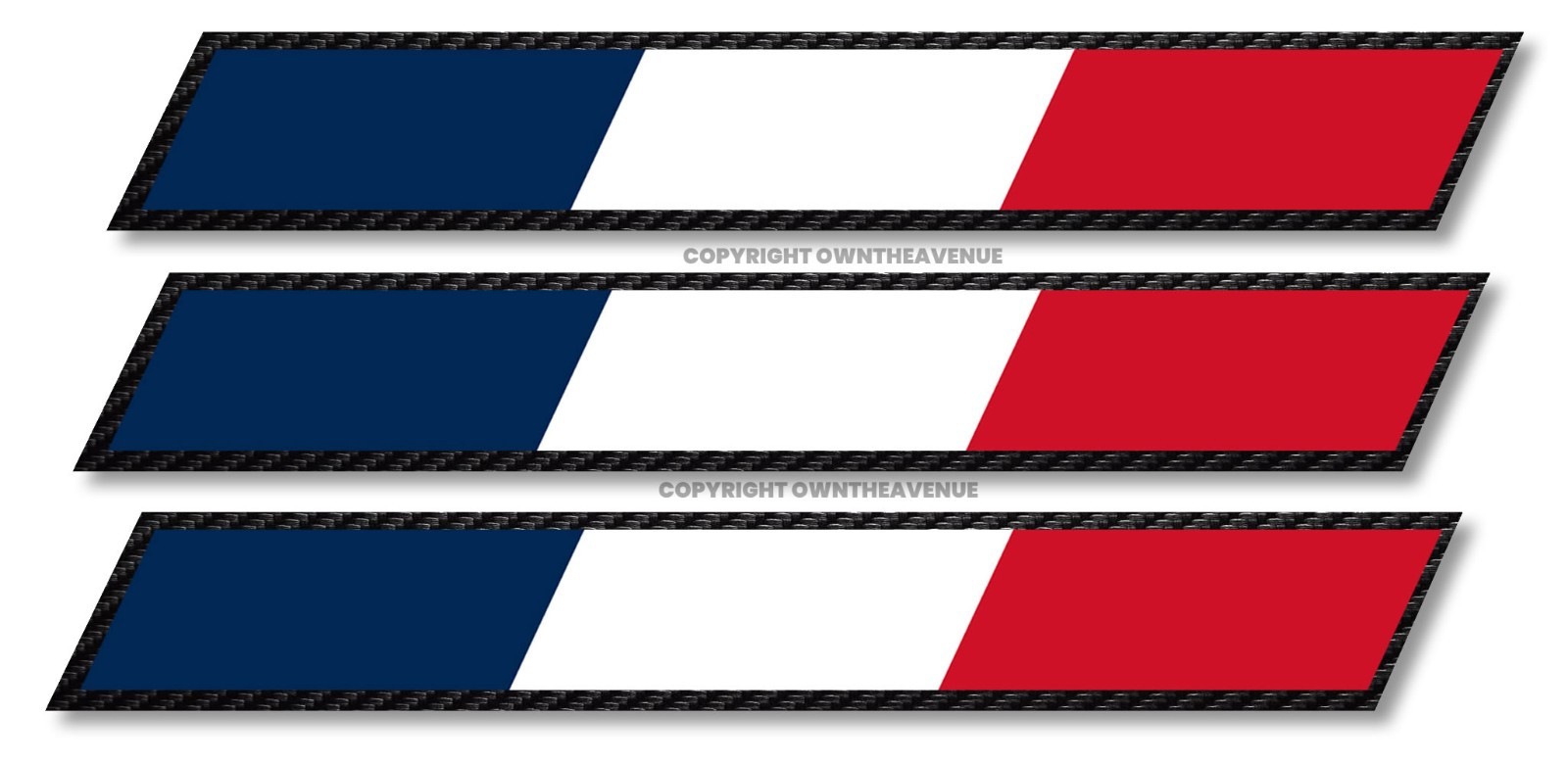 3Pcs Sport Style France French Racing Stripes Flag Sticker Decals 6″ Inches