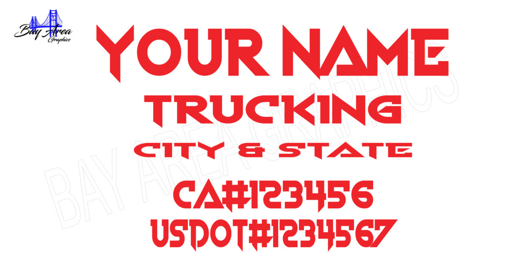 TRUCK DOOR COMMERCIAL DECALS CUSTOM SAME STYLE TEXT & DOT OUTDOOR VINYL X2