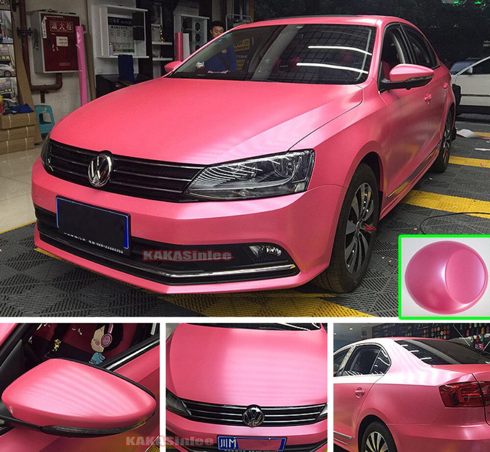 Full Car Wrap Pink Pearl Metal Satin Chrome Glitter Vinyl Sticker 50FT x 5FT US