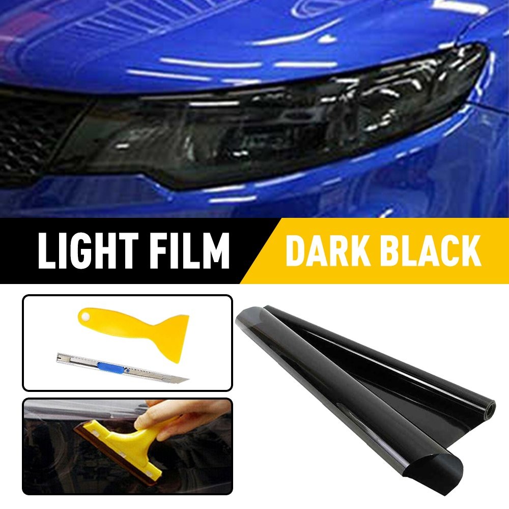 Car Gloss Dark Black Headlight Taillight Fog Light Tint Film Vinyl Front or Tail