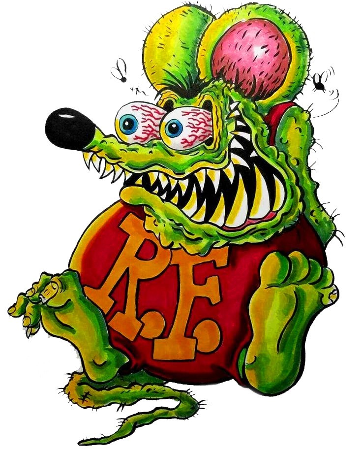 D48 Rat Fink Hot Rod RAT FINK MOTORCYCLE DIE CUT DECAL OR MAGNET VINTAGE