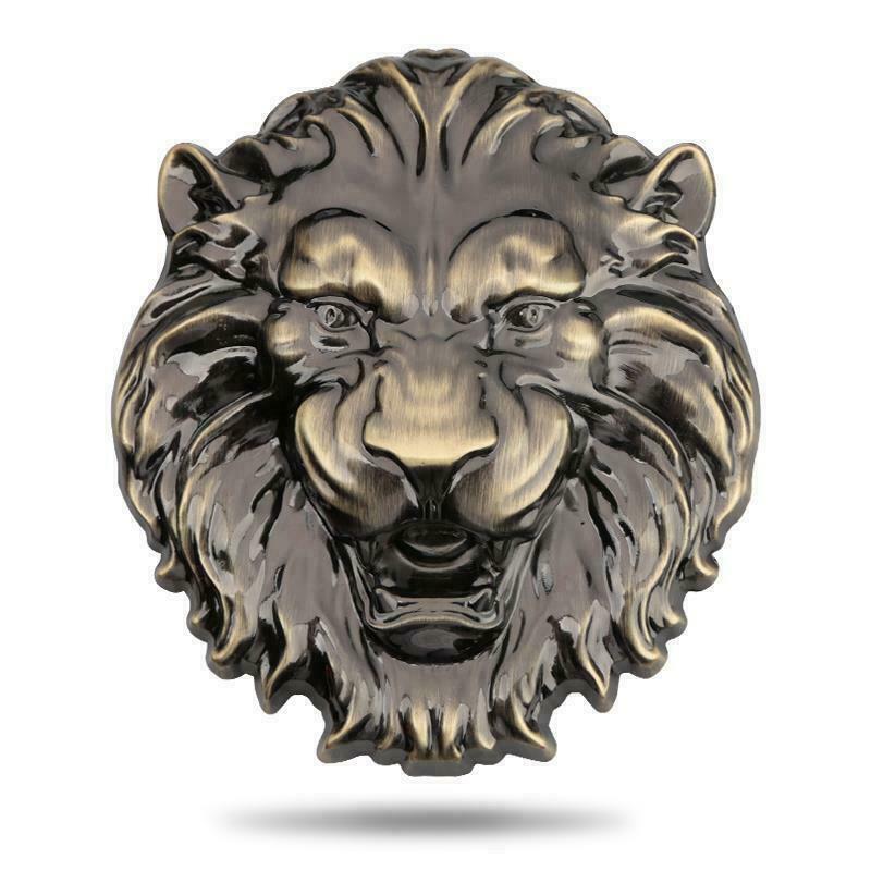 3d Metal Lion Head Relief Car Emblem Motorcycle Trunk Fender Badge Decal Sticker