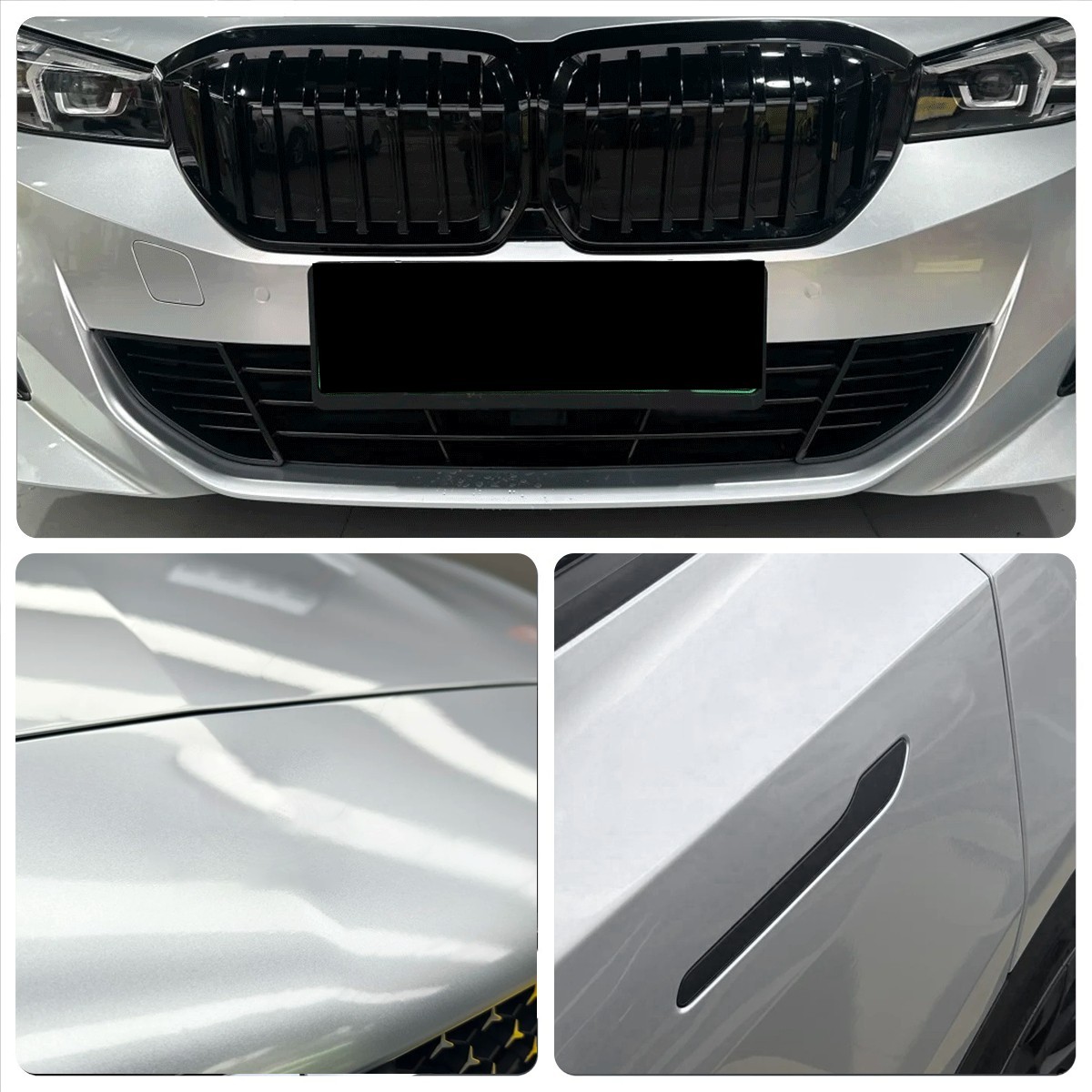 5FTx50FT PET Gloss Metallic Silver Vinyl Wrap Self-Adhesive Air Release US Stock