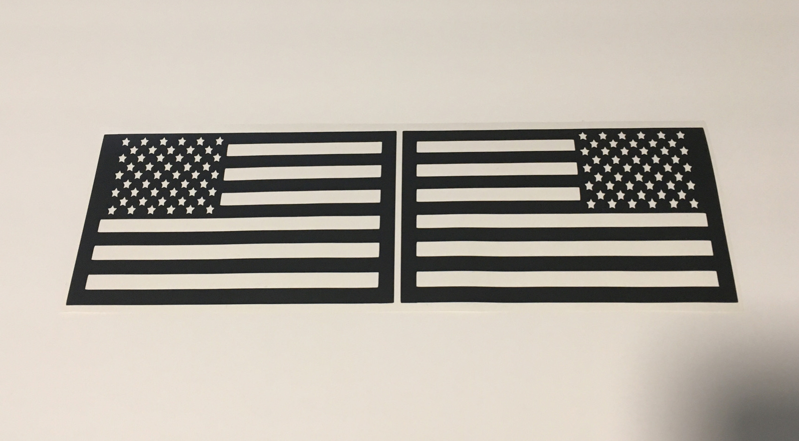 Flat Black Pair Of US Flags 6” Each Vinyl Sticker Car Truck Window Decal USA