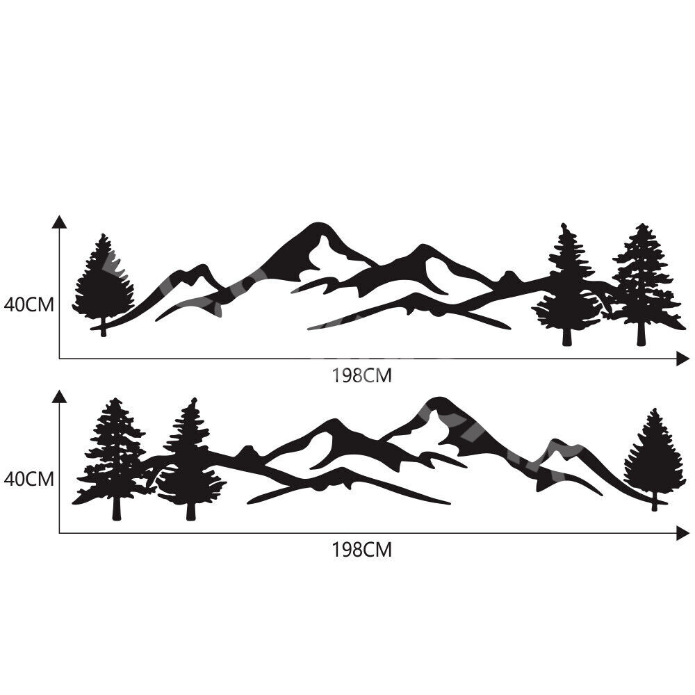 Car Side Body Stickers Mountain Tree Forest Graphic Decals Gloss Black Vinyl