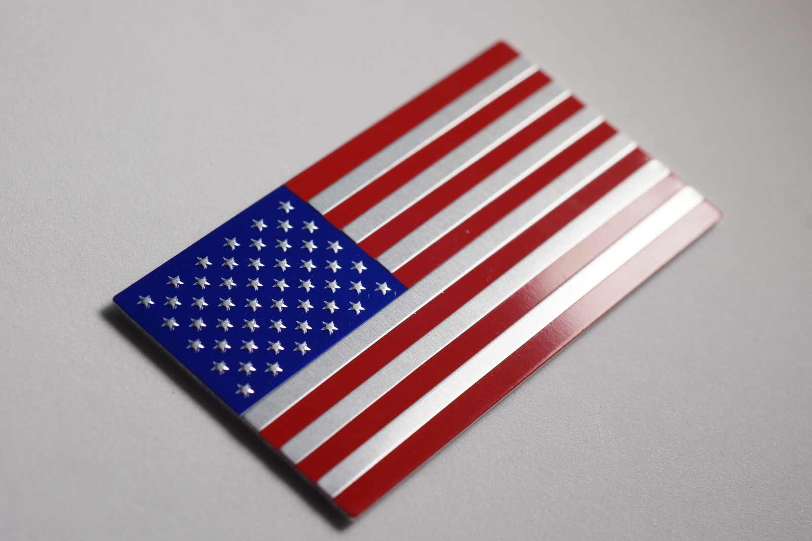 (4 Pack) Aluminum US American Flag Sticker Decal | Auto Car Emblem 3.15″x1.75″