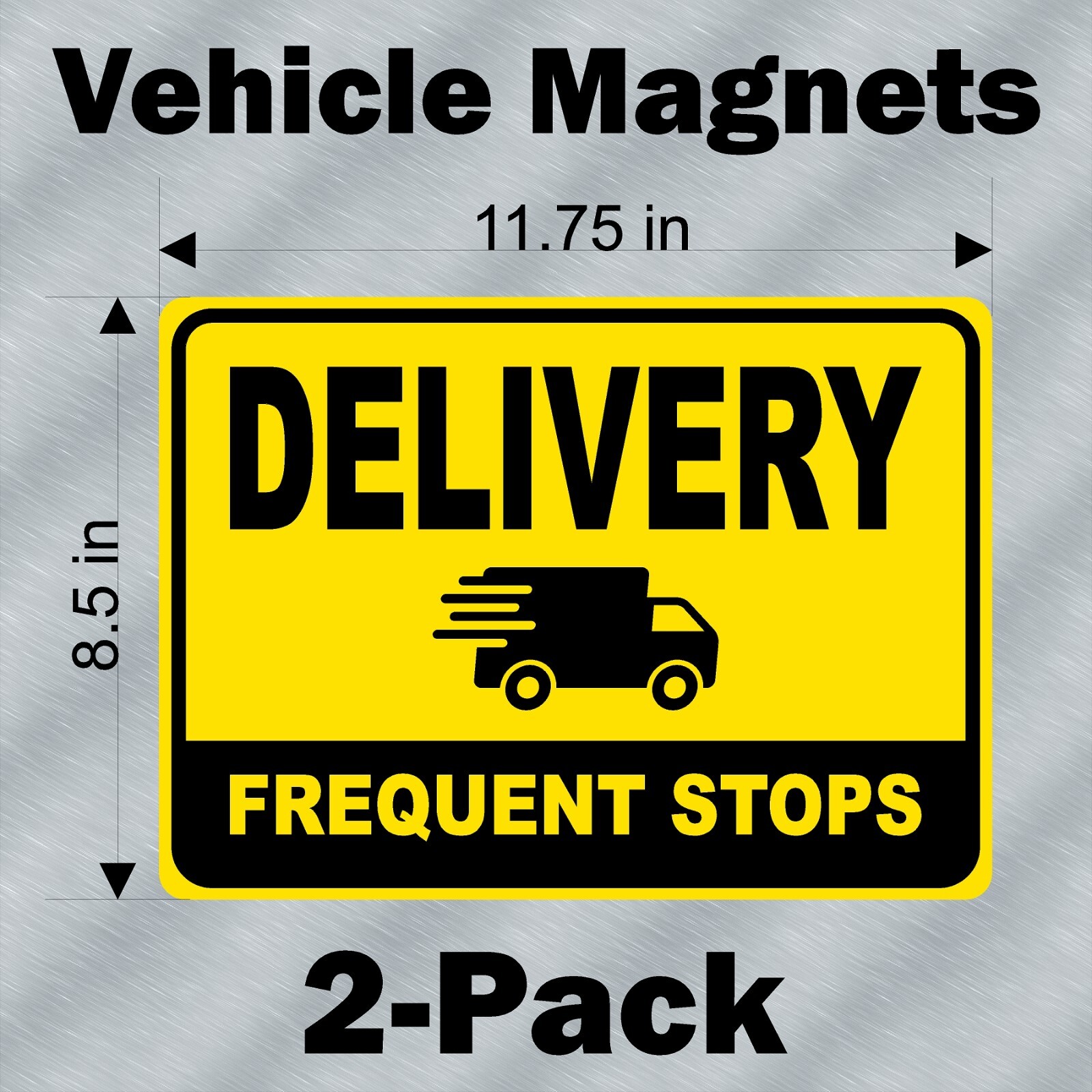 2-Pack Car Magnets for Gig Delivery Drivers 11.5″ x 5″ Yellow Black SHIPS FREE!