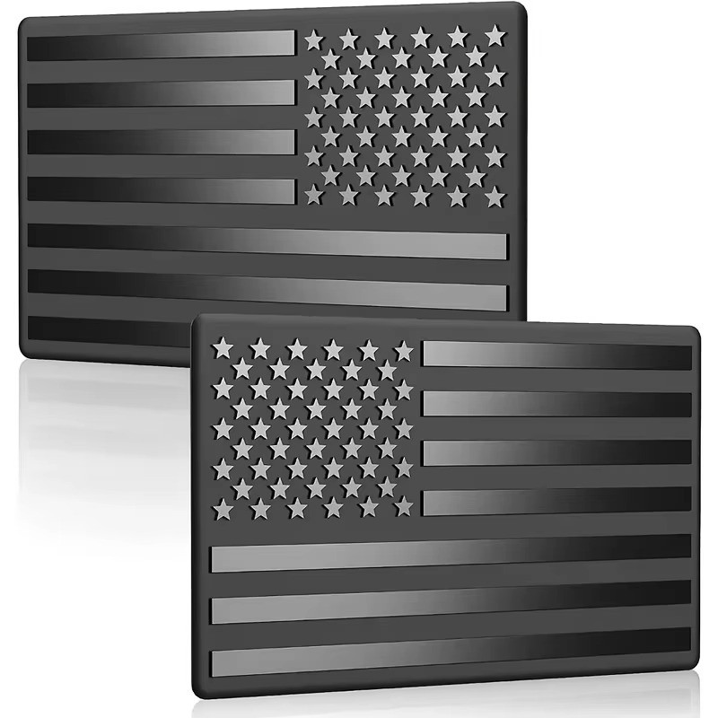 3D Matte Black American Flag Car Sticker Decal Emblem For Trucks 2Pcs