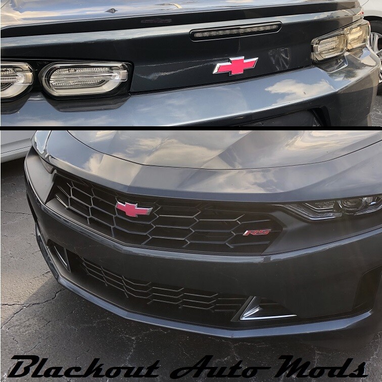 2016-2020 Camaro Bowtie Emblem Blackout Kit Overlay Decals Set of 2 Pink