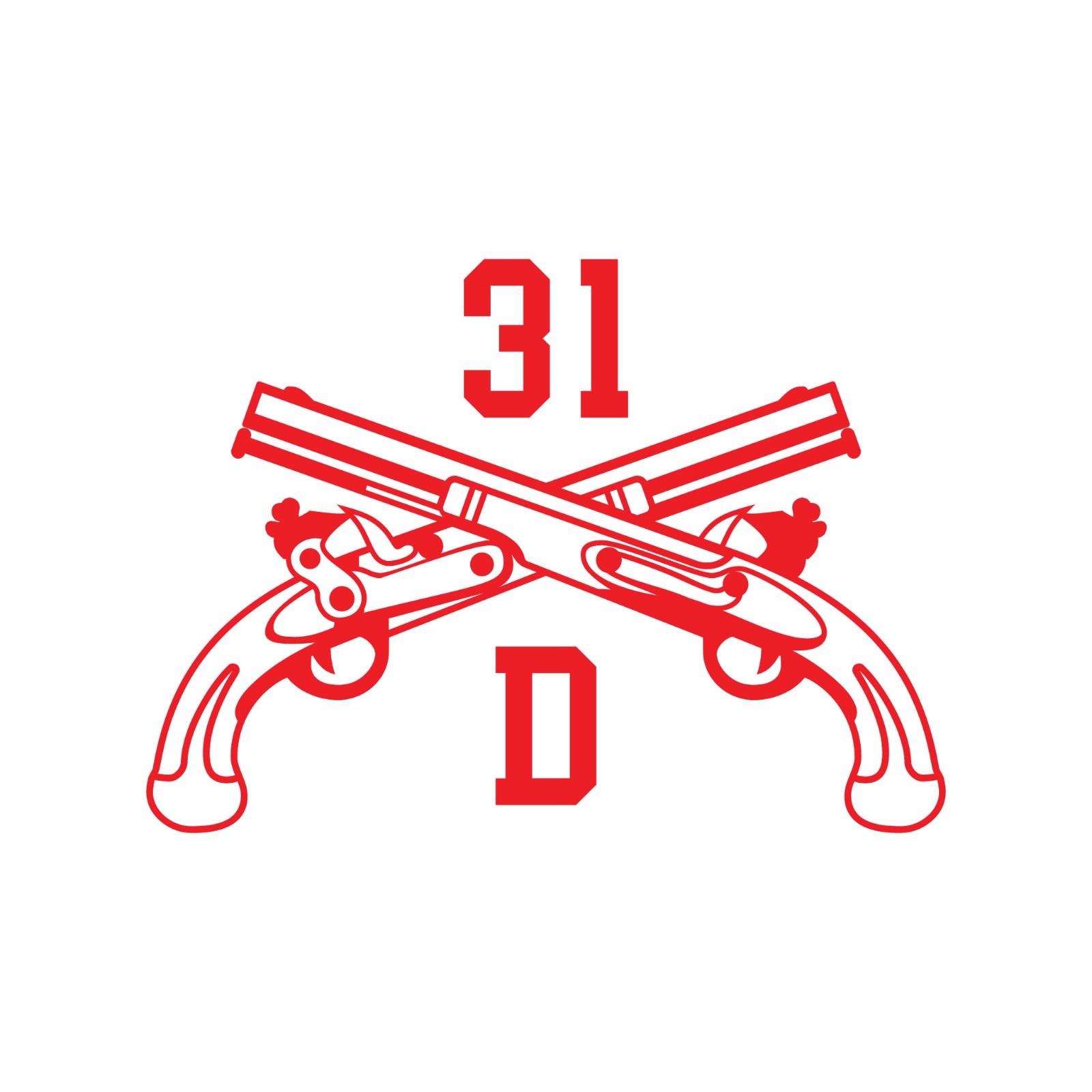 Army MOS 31D CID Special Agent Crossed Pistols Insignia Decal 3″ x 5.5″