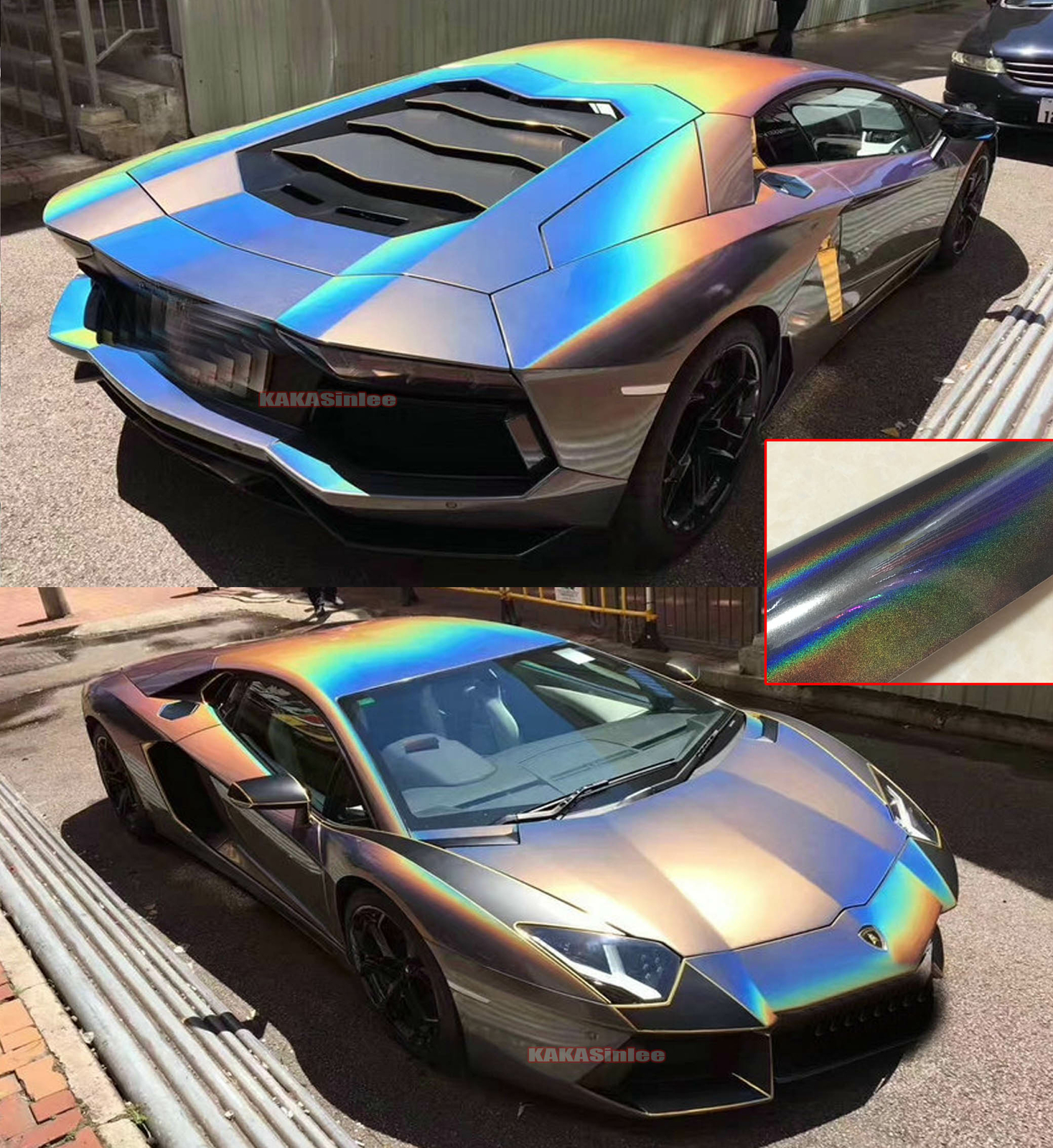 Entire Car Wrap Pearl Metal Glitter Satin Chrome Chameleon 3D Vinyl Sticker ABUS