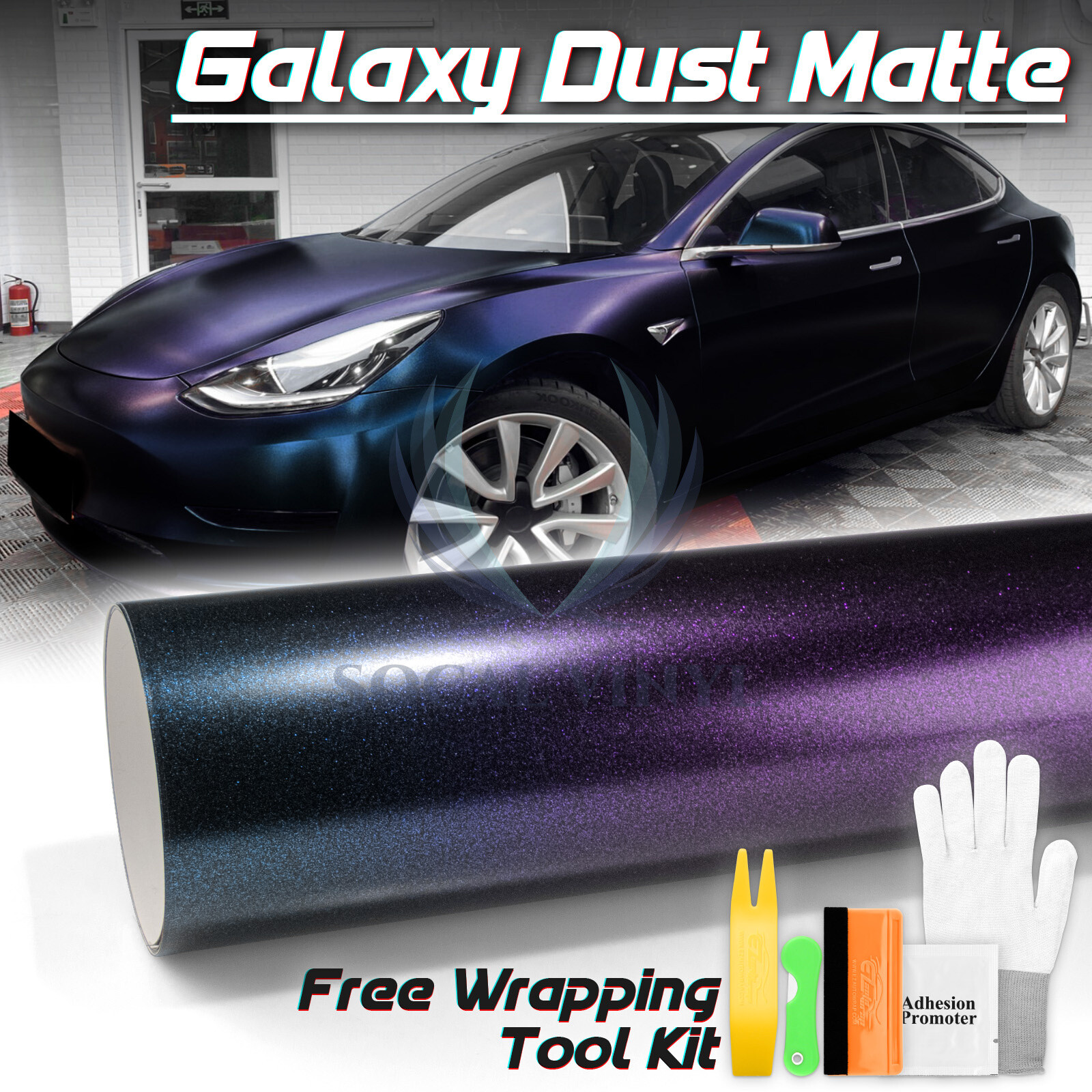 Galaxy Dust Matte Midnight Blue Metallic Car Sticker Decal Vinyl Wrap Sheet Film
