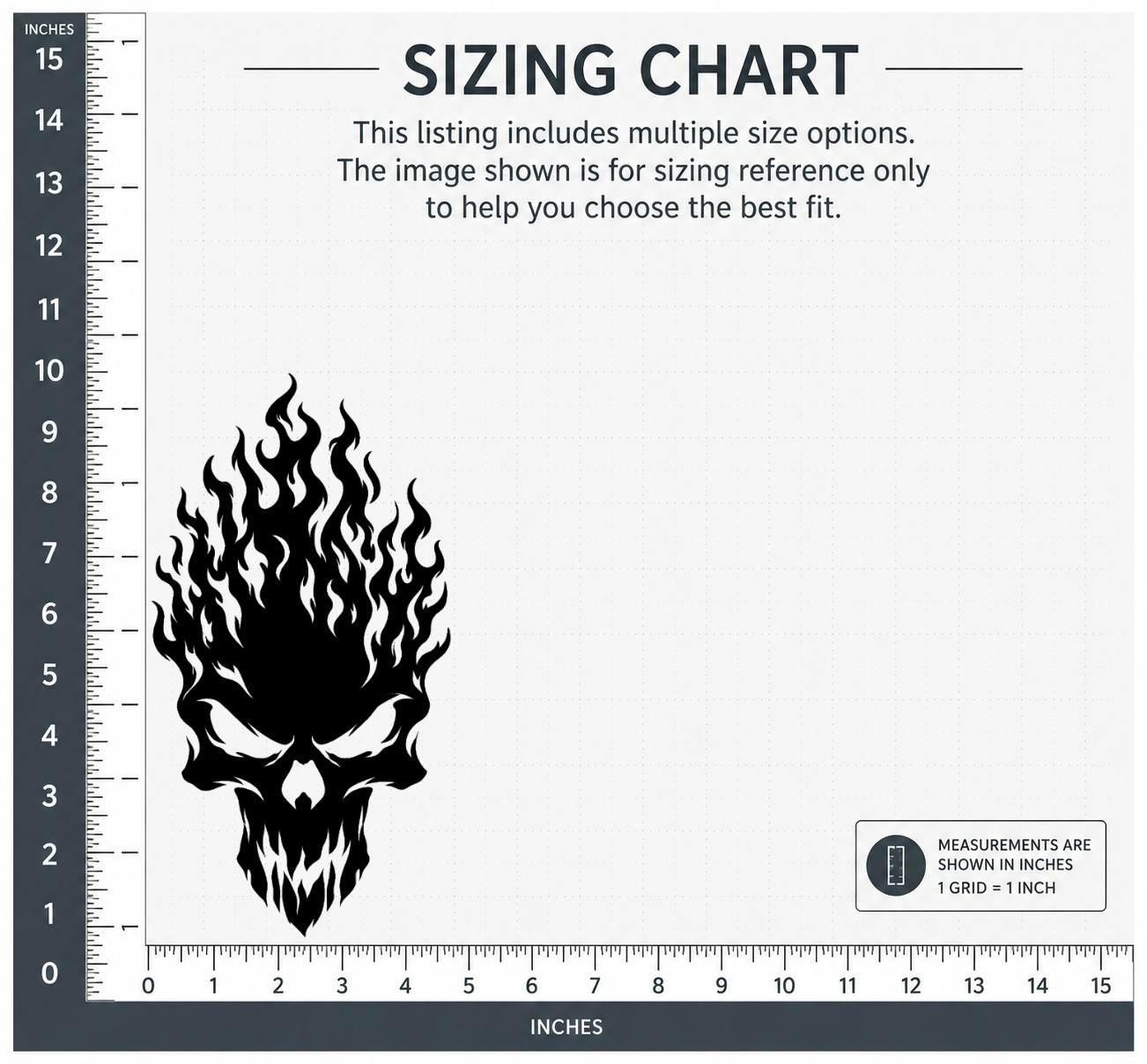 Flame Skull Car Window Vinyl Decal Graphic Weatherproof Laptop Bumper Sticker