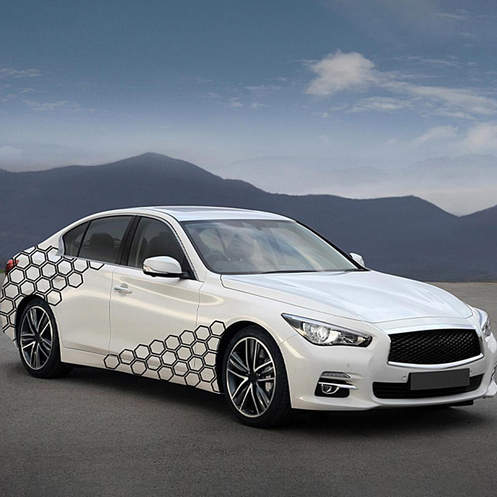 Car Body Waist Line Sticker Honeycomb Graphic Hexagon Decal Decor Accessories