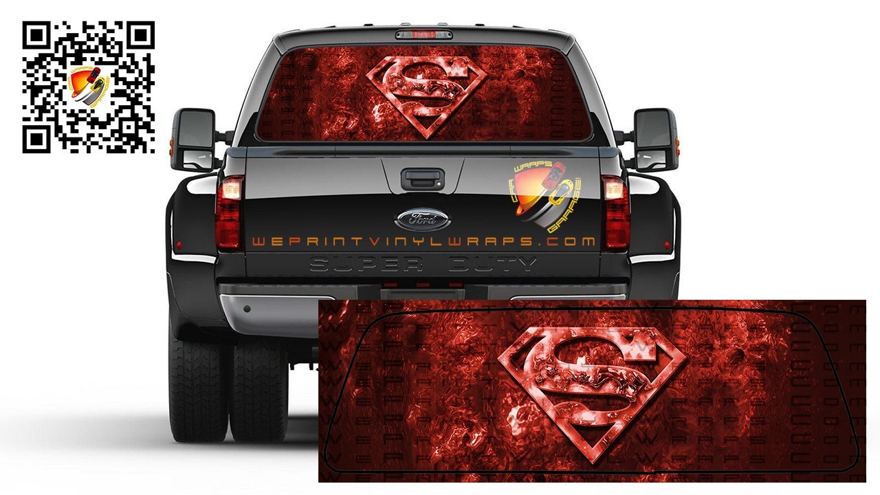 Superman Red Rear Window Tint Perforated Graphic Vinyl Decal Cars Trucks RV