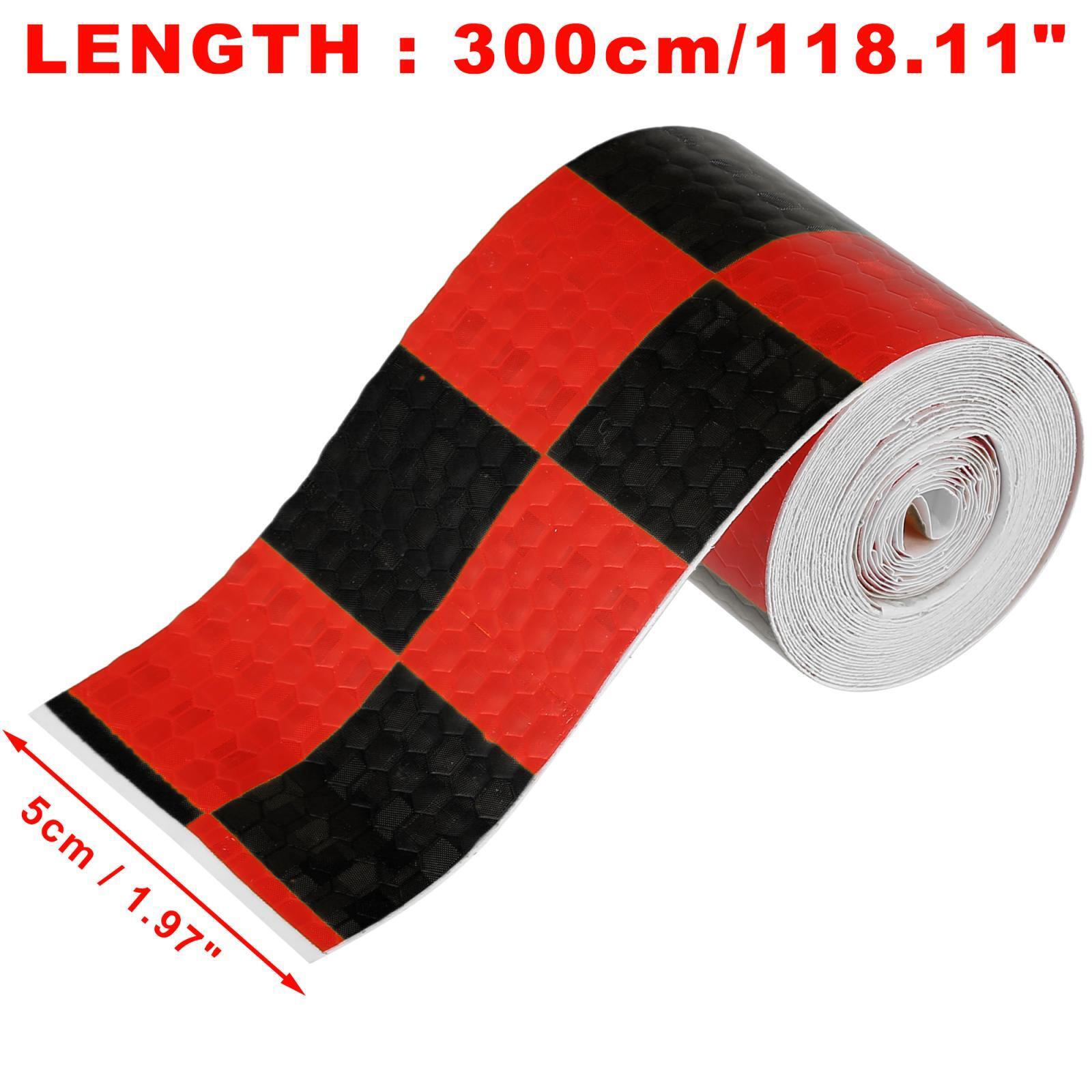 1pcs Reflective Safety Caution Tape Adhesive Marking Signs for Cars Black Red