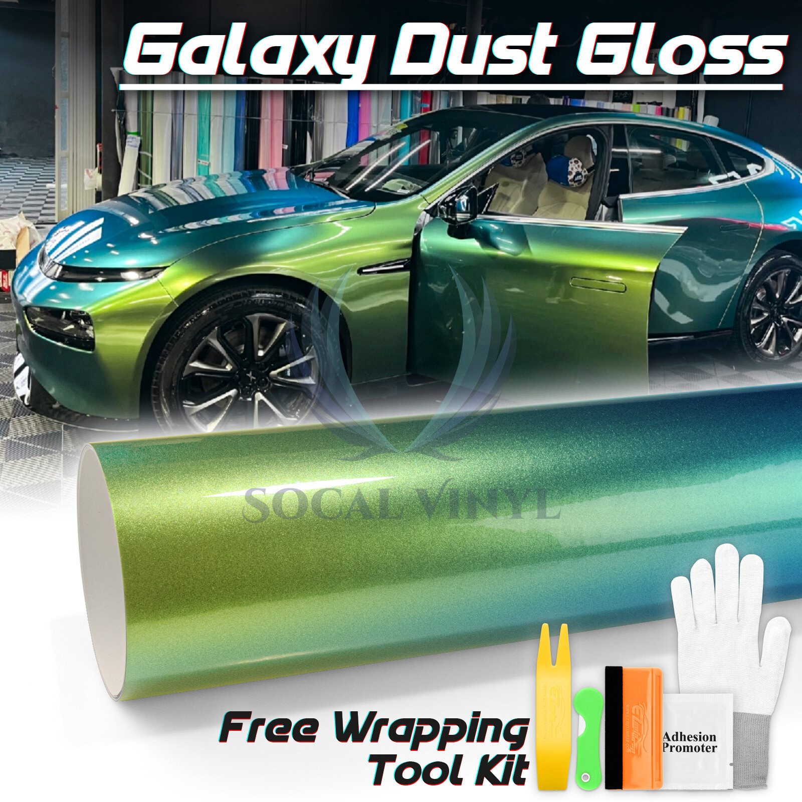 Galaxy Dust Gloss Spring Green Metallic Auto Sticker Decal Vinyl Wrap Sheet Film