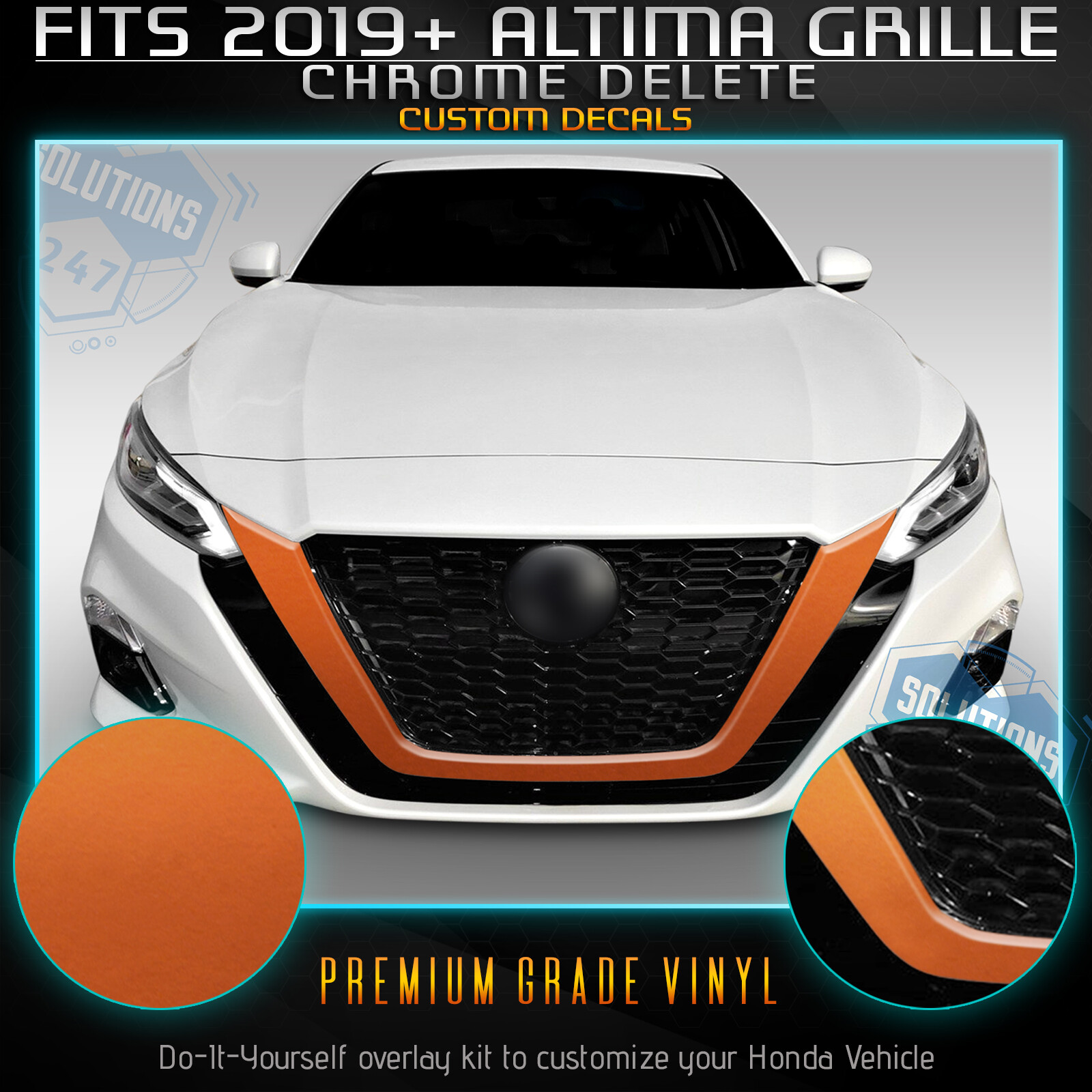 For 2019-2020 Nissan Altima Front Grille Chrome Delete Kit – Satin Matte Chrome