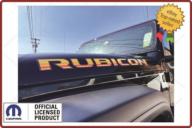 (2x) 18 – 25 Retro Jeep RUBICON Hood Vinyl Decals Stickers Orange Yellow FJ9X3