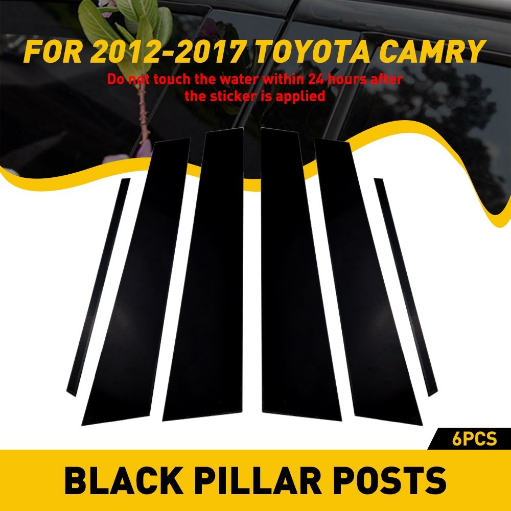 6/12x Pillar Black Posts for Toyota Camry Piano 2012-17 Door Trim Window U Cover