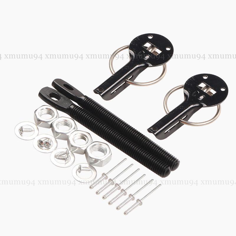 Universal Stainless Steel Racing Appearance Mount Hood Pin Plate Bonnet Lock Kit
