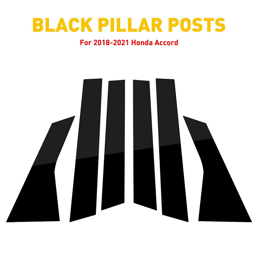 6/12x Post Pillar Fit 2018-2022 Accord Honda Window Door Cover Trim Glossy Black