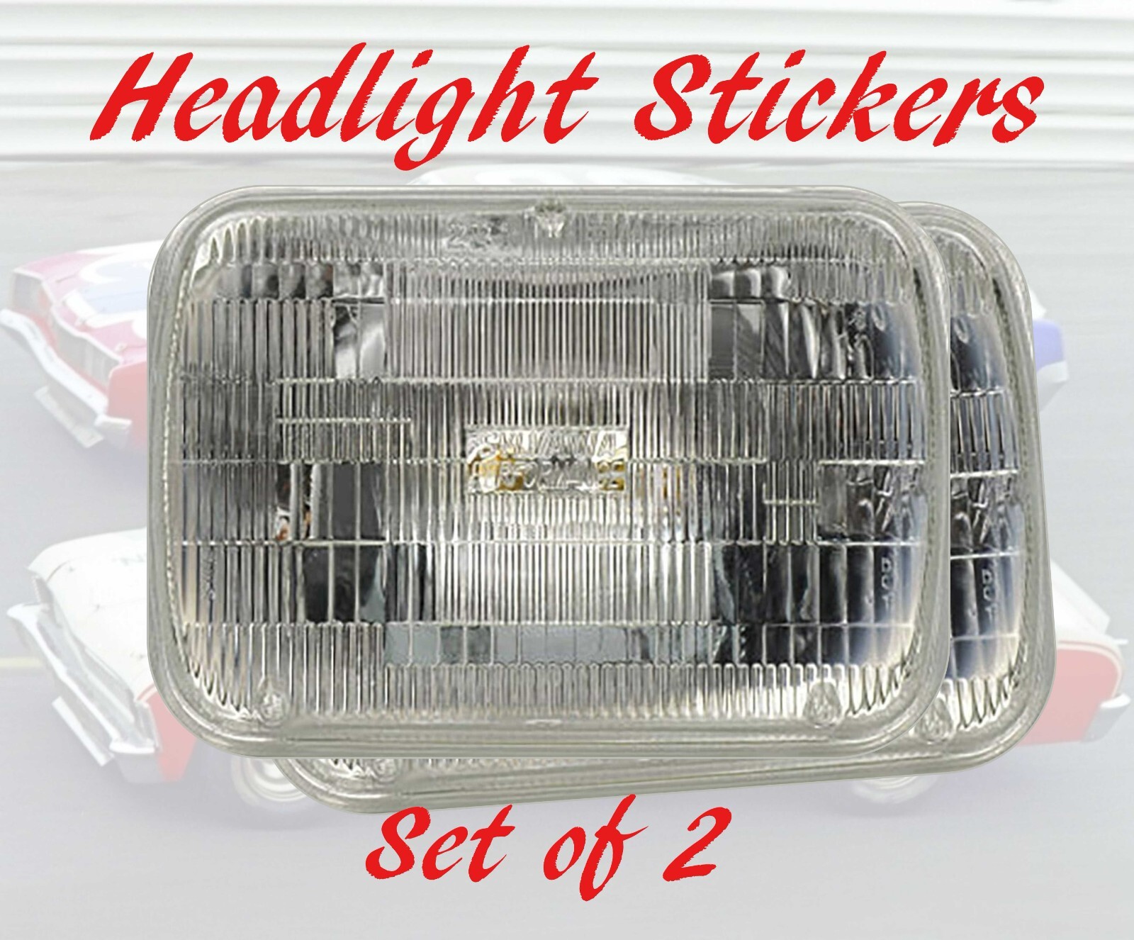 Faux Rectangle Headlight Stickers – Stock, Derby, Race, RC Cars – Golf Carts BW2