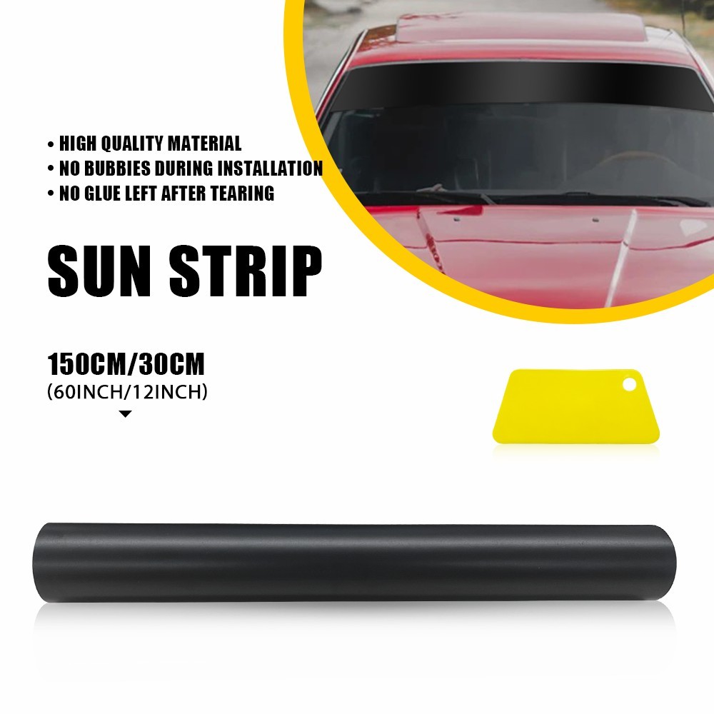60×12″ Sun Visor Vinyl Decal Strip Matte Black Banner Blank Windshield Sticker