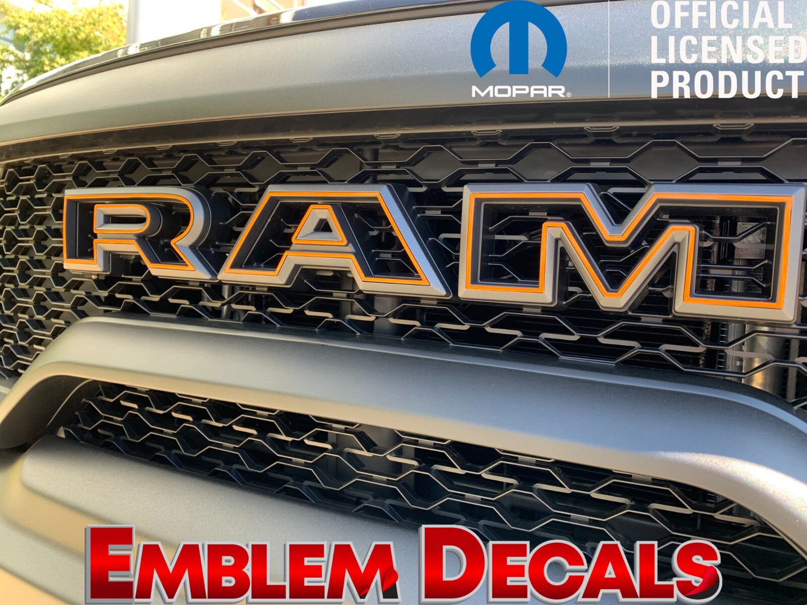 Ram 1500 TRX Grill ” R A M ” Emblem Overlay Decal 2021 2022 2023 2024
