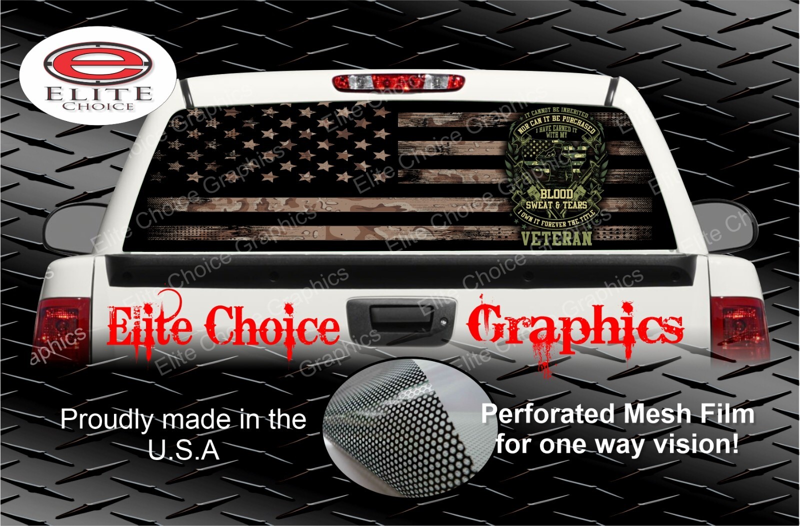 Veteran Oath Flag Rear Window Graphic Decal Truck Van Car