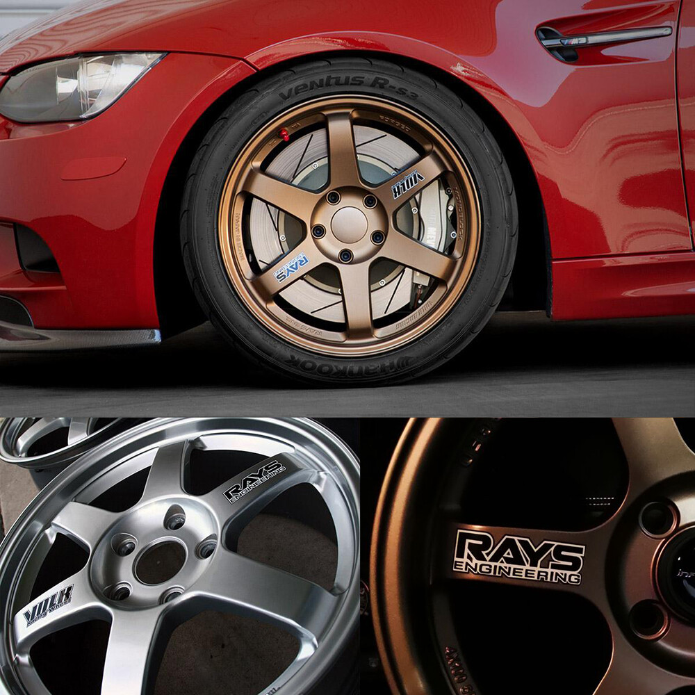 NEW 8pcs JDM Japan Black Rays Engineering VOLK Racing TE37 Wheel decals sticker