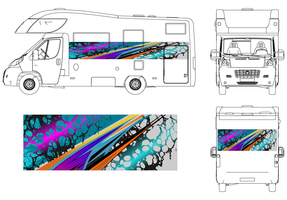 Motorhome wrap print vinyl modern lightening design abstract pattern