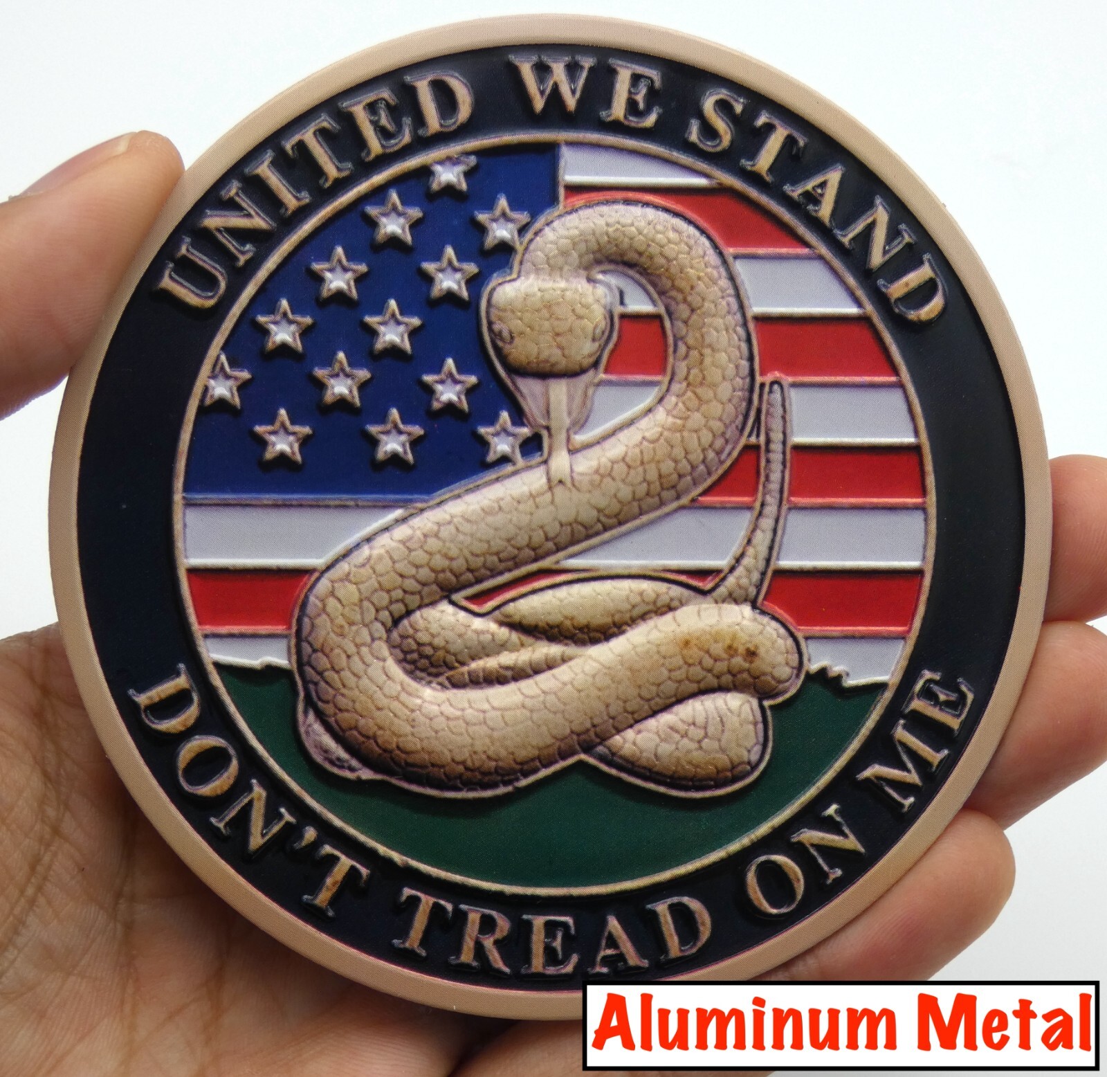 ALUMINUM Don’t Thread On Me Stickers Military Decals Motorcycle Car Emblem 3.5″