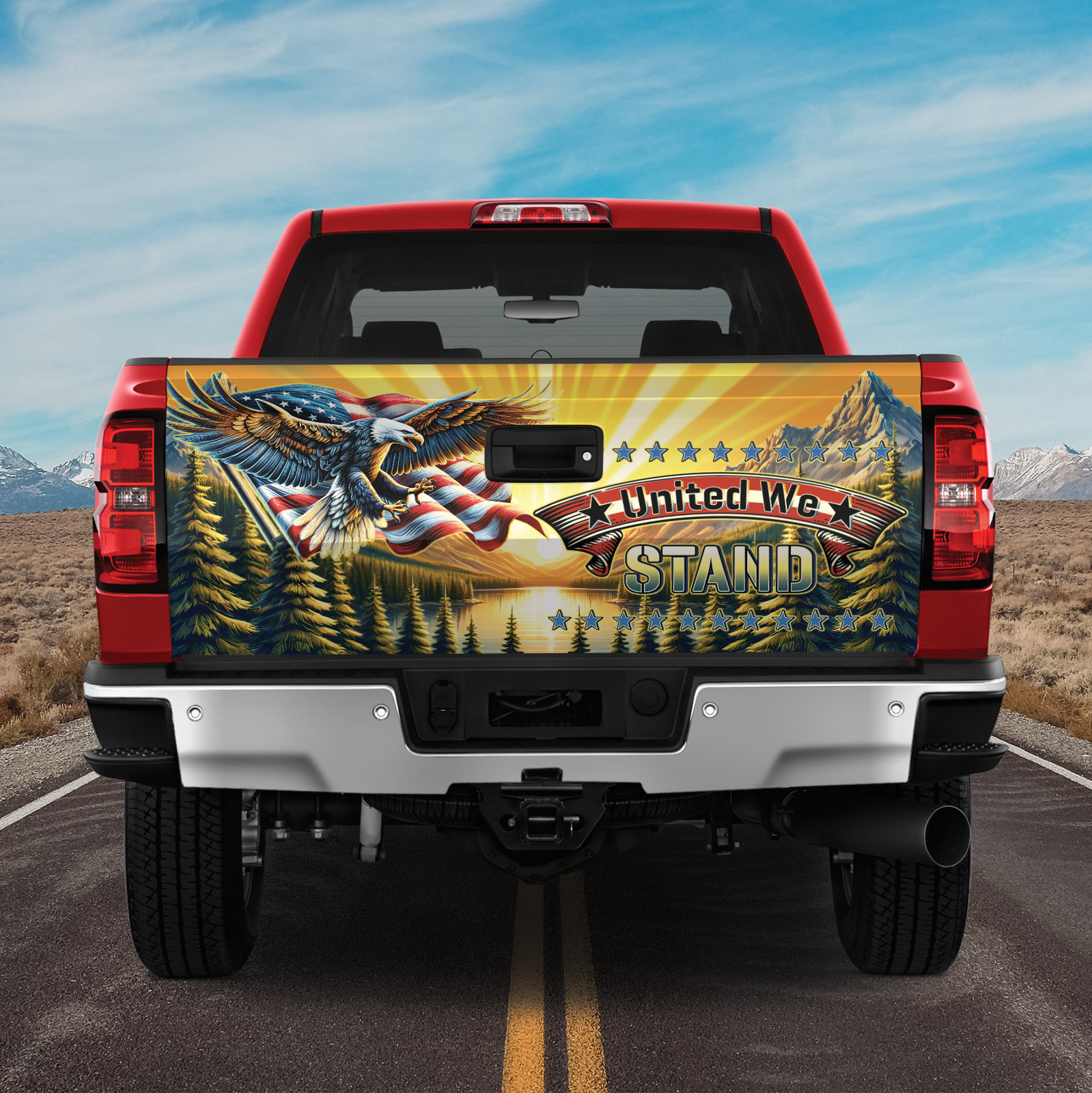Eagle Patriotic US Flag Tailgate Wrap For Truck, America Flag Tailgate Wrap