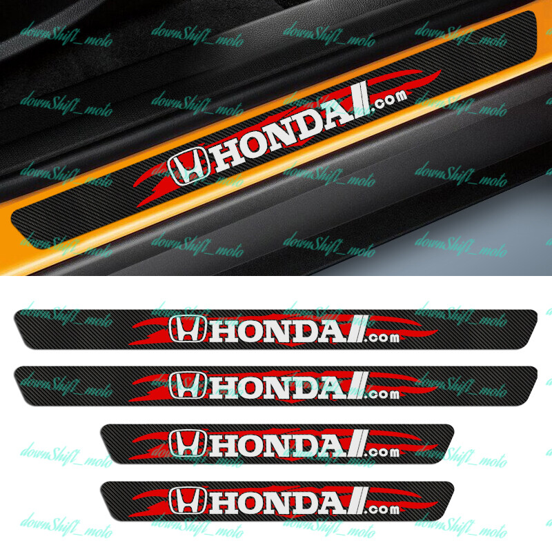 4PCS Carbon Fiber Car Door Scuff Sill Cover Panel Step Protector For HONDA NEW