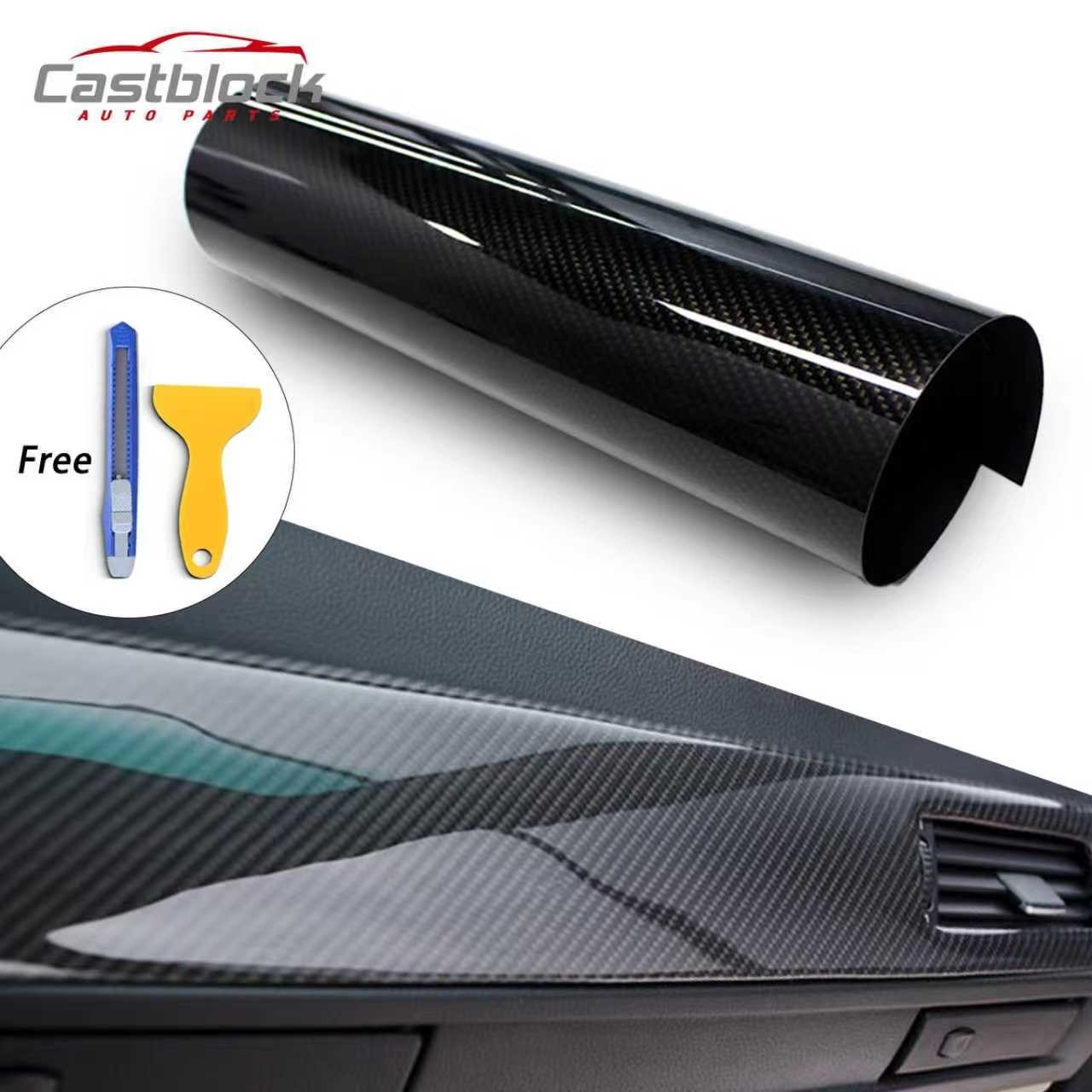 7D Carbon Fiber Black Vinyl Car Wrap Sheet Roll Film Sticker Decal Paper 118*12