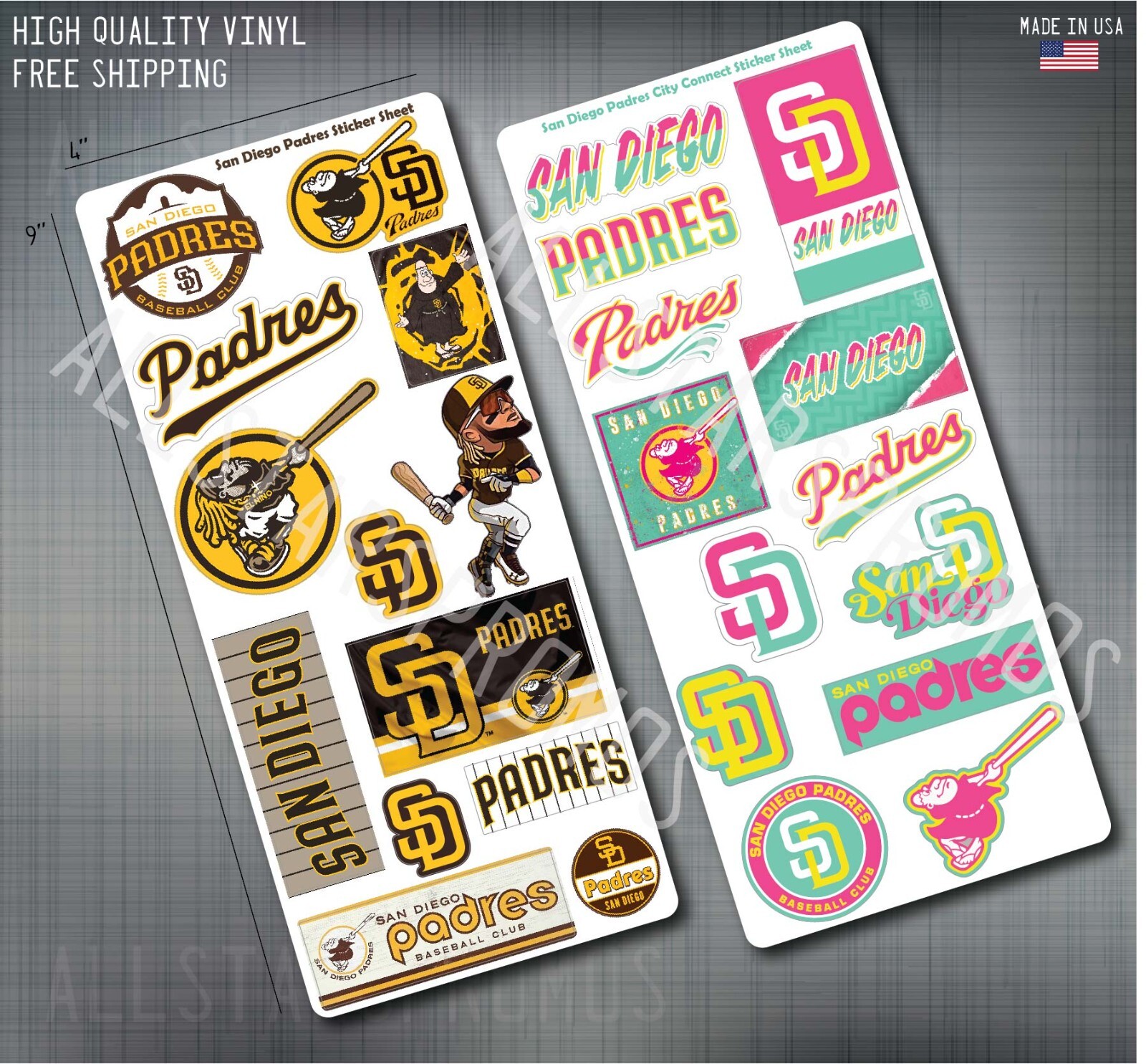San Diego Padres City Connect Decal Sticker Sheet