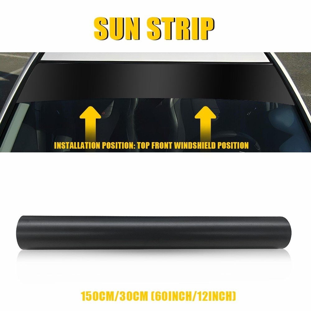 60″x12″ Windshield Sun Vinyl Strip Decal Windshield Film Sticker Matte Black