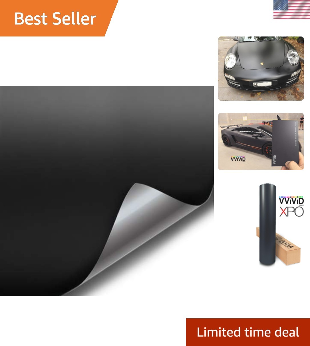 6″ x 60″ Universal Matte Black Vinyl Wrap – No Bubbles, Professional Finish