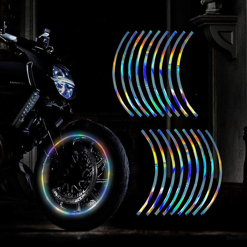 16pcs Reflective Laser Sticker Wheel Hub Rim Stripe Tape Decal Car Accessories