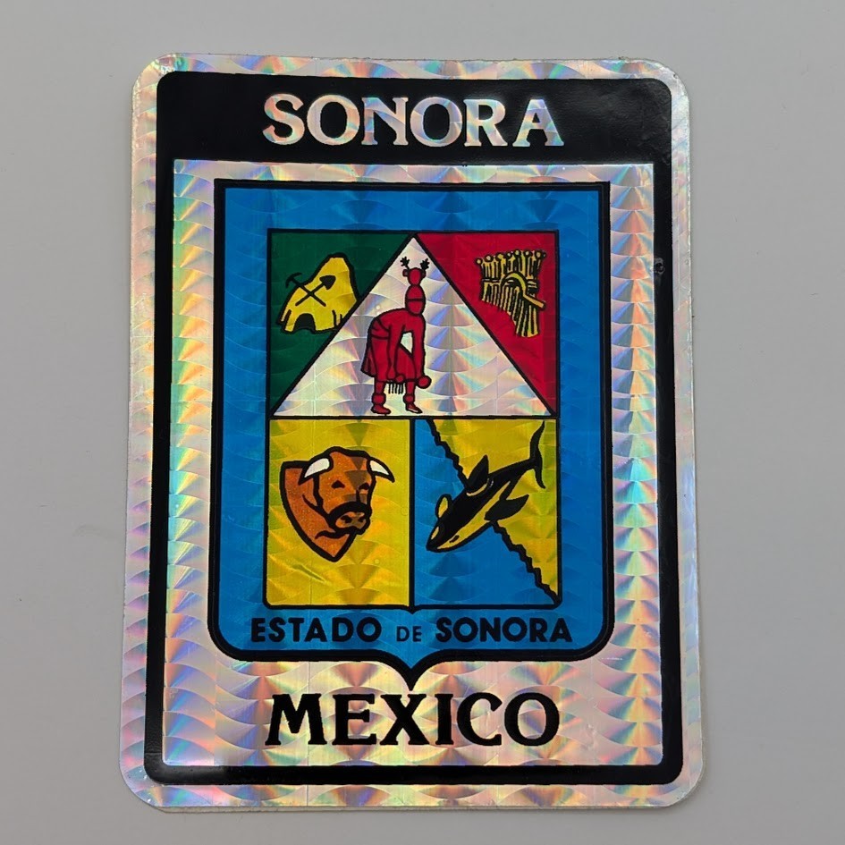 Vintage Sonora Mexico State Crest Holographic Foil Sticker 3×4″