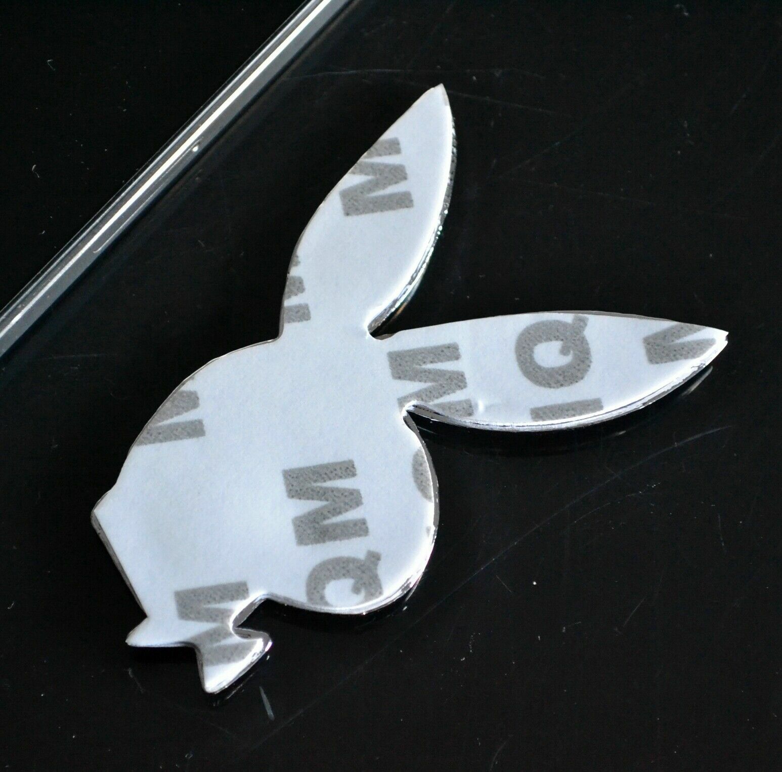 3D Bunny Rabbit Playboy Metal Chrome Diamond Car Phone Badge Sticker Decal