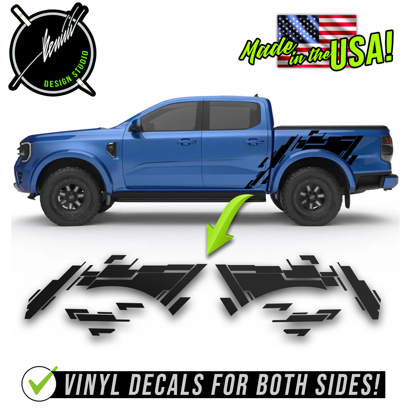 Bed-side Decal Vinyl Stripe Kit Fits- 2019-2022 2023 2024 Ford Ranger Raptor FX4
