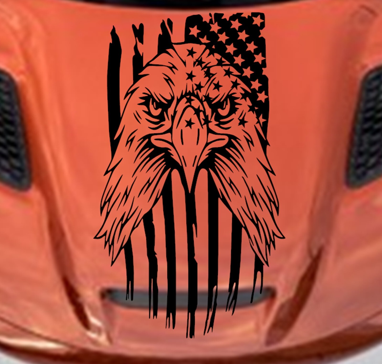 NEW Eagle Flag USA Hood Door Vinyl Decal Racing Stripes (Fits CHARGER)