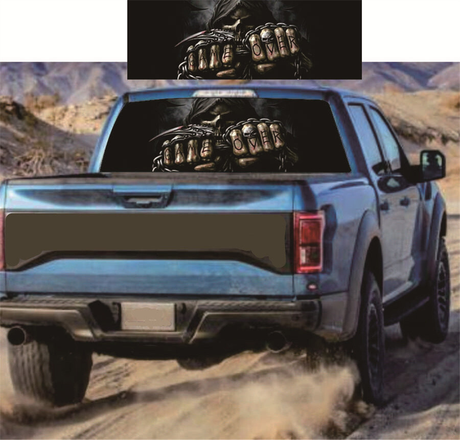 Rear Window Sticker Skull Vinyl Graphics Decals Fit For Ford F150 F350 2000-2018