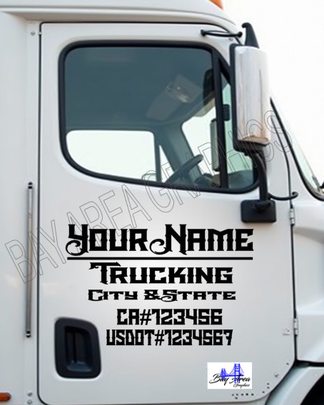 TRUCK DOOR DECALS CUSTOM Gothic Style Font /ONE COLOR OUTDOOR VINYL X2