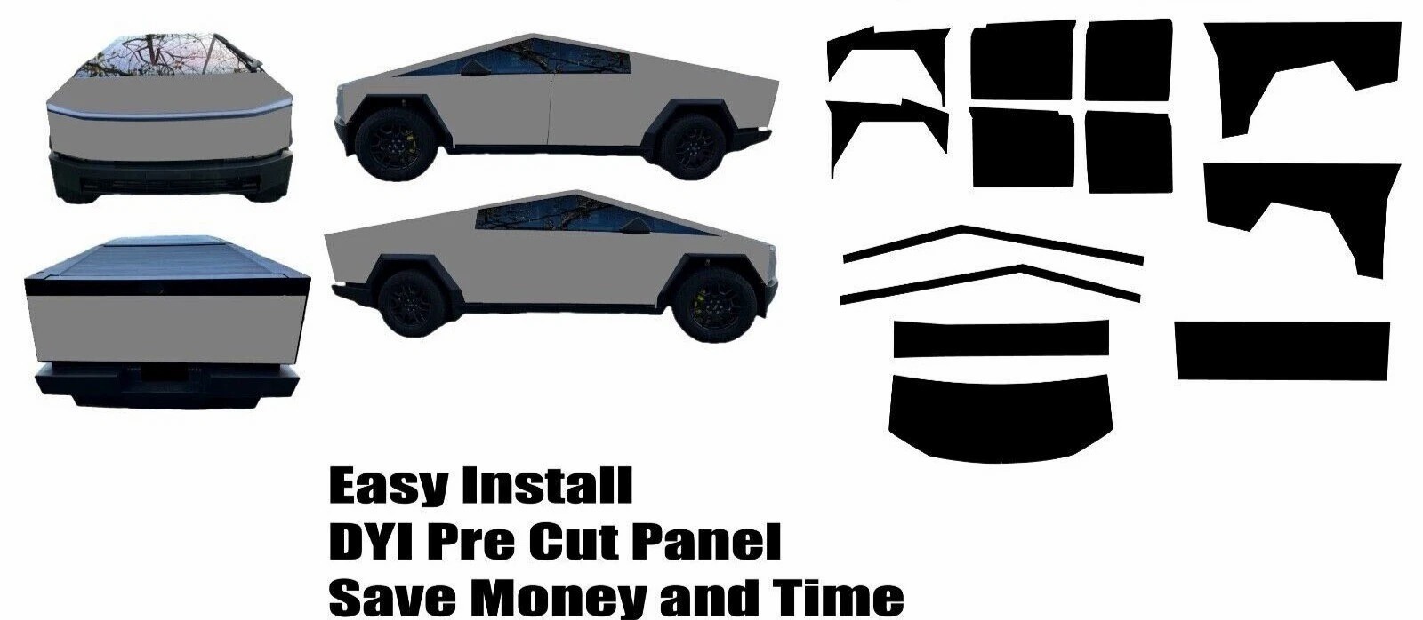 Cybertruck DIY PPF Paint Protection Film Wrap Color Change Satin Ceramic White