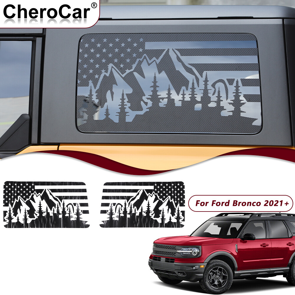2x Rear Window Glass Sticker Vinyl Decals Cover Exterior Accessories For Bronco