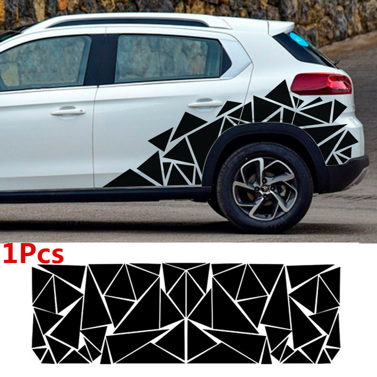 Geometric Triangle Graphics Sticker Vinyl Decal Trim 78×23 in For Car Body Side